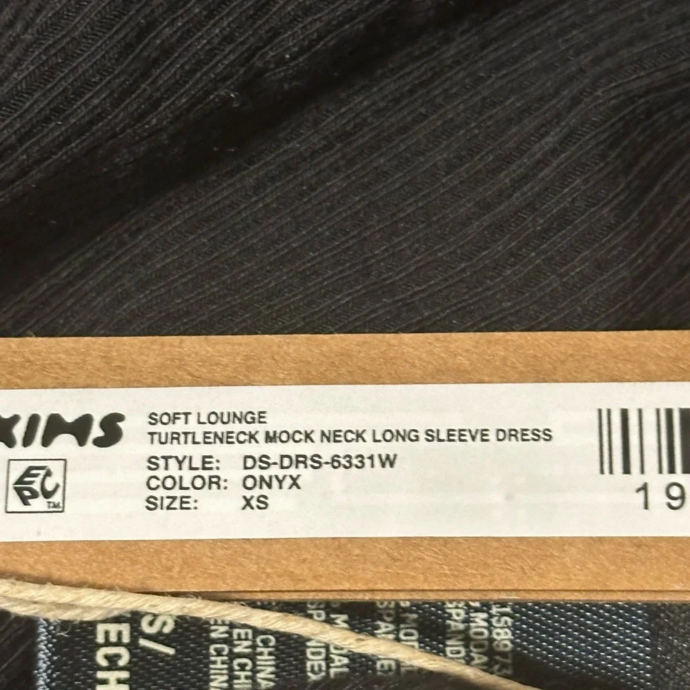 NWT SKIMS Black soft lounge mock turtleneck sleeve dress - Picture 8 of 8